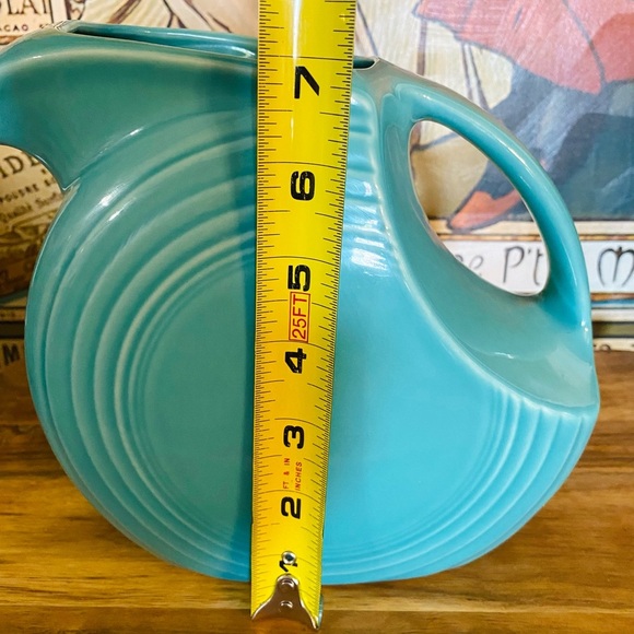 Vintage Fiesta Turquoise Disk Pitcher Fiesta Ware 7” - Picture 11 of 14